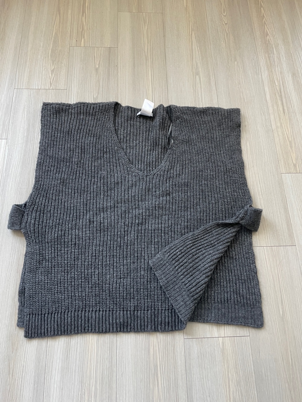 Italian Wool Alpaca Blend‎ Cocogio Womens Gray Wool Blend Knit Poncho Old Money